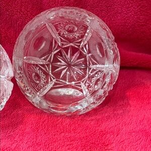 Lot of 2 Cut Crystal Glass Ashtrays - Clear Pressed Glass